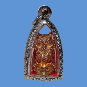 Superbe amulette Thai Hibou de Fortune par le vénérable LP Den