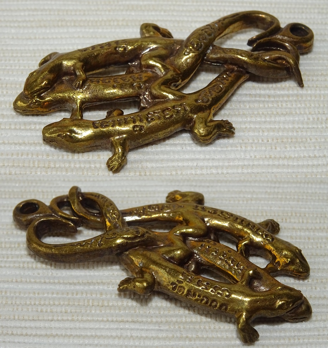 Amulette Thai triple Gecko - Wat Bang Chan