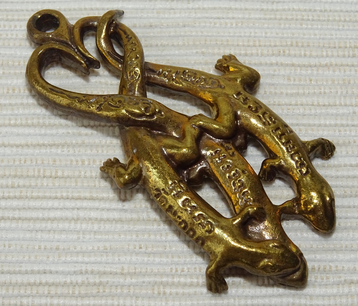 Amulette Thai triple Gecko - Wat Bang Chan