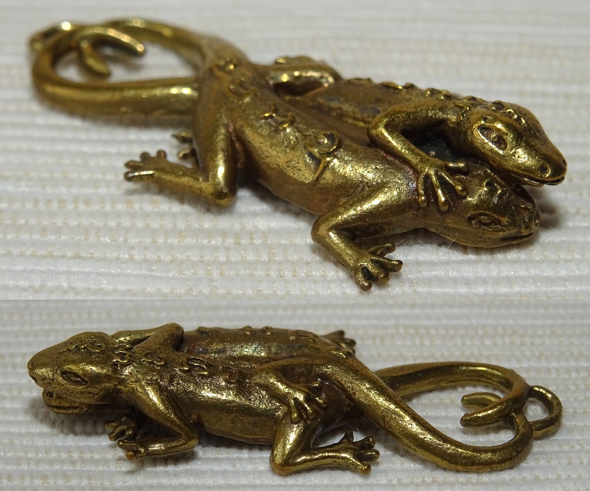 Amulette Thaïe double Gecko - Temple Bang Chan